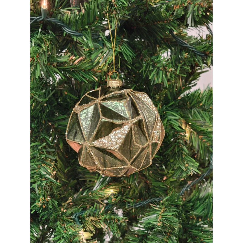  Ornement de Noël en forme de boule dorée en forme de boule hexagonale F07M7-37-LH76-23092