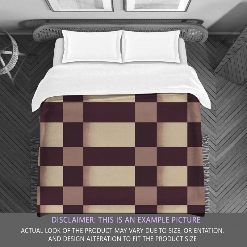 Machine Printed Comforter, Queen Comforter, Purple/Beige Checkered