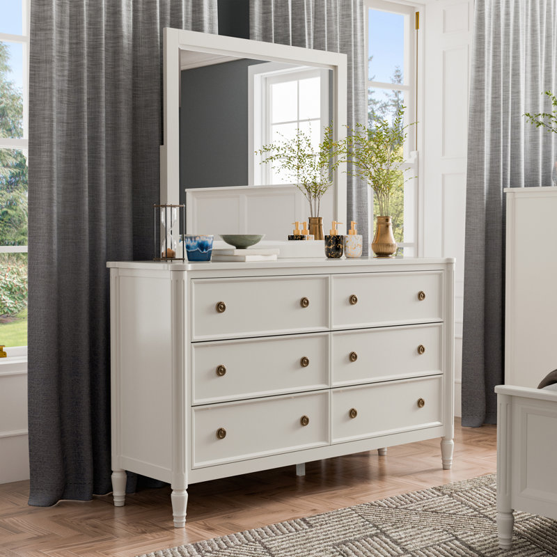 Ensemble commode et miroir 2 pièces Vinesha, Blanc