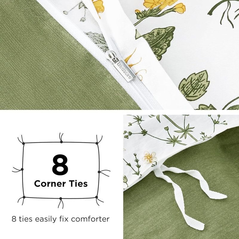 Ensemble de housse de couette réversible 100% coton avec fermeture à glissière, Housse de couette très grand et 2 taies