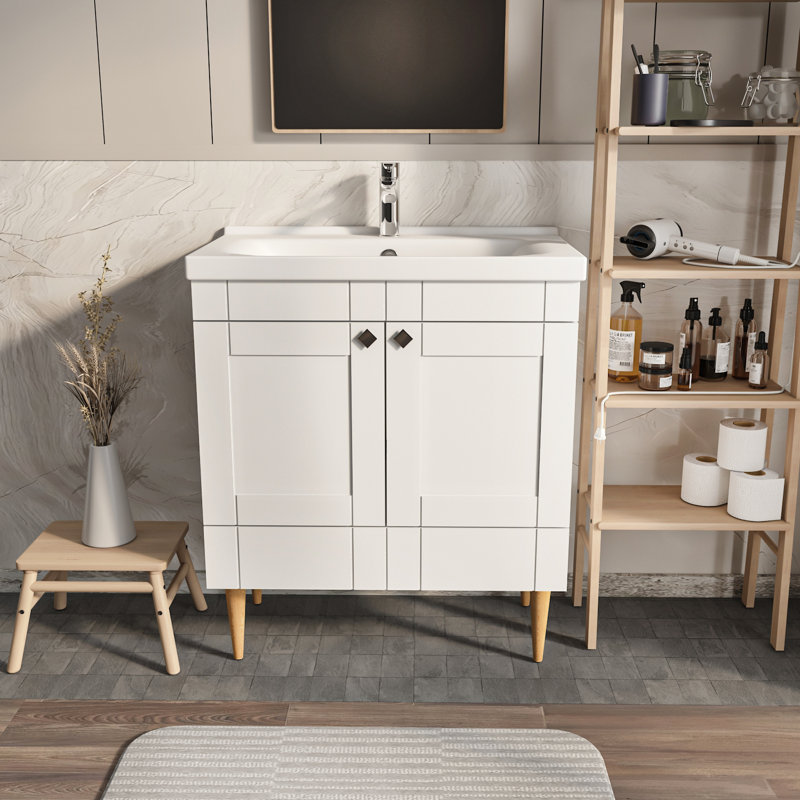 Sara Bathroom Vanity with Ceramic Sink, 31", White