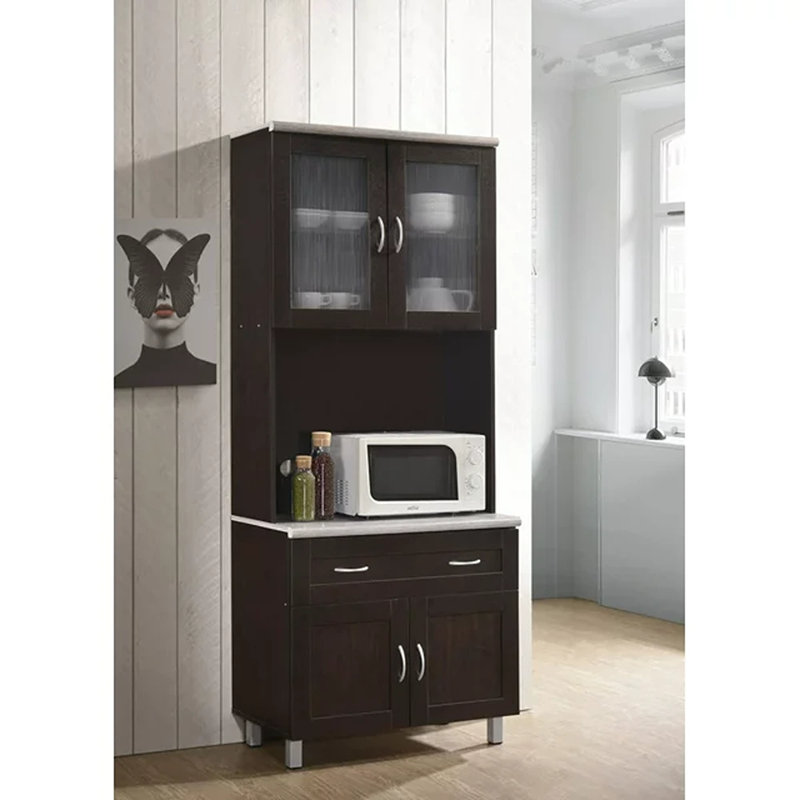 Sideboard with Bar Hutch, Chocolate/Grey