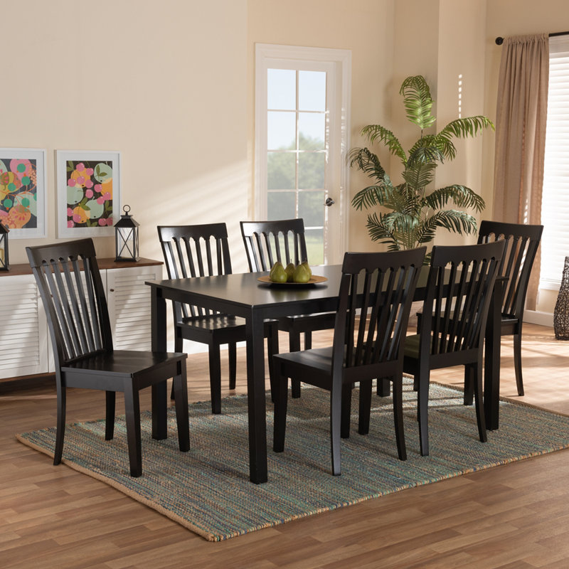 Ensemble repas pour 6 personnes Fezan, Brun foncé, Marron foncé