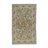Hand-Knotted High-Quality Ivory, Green, and Red Area Rug