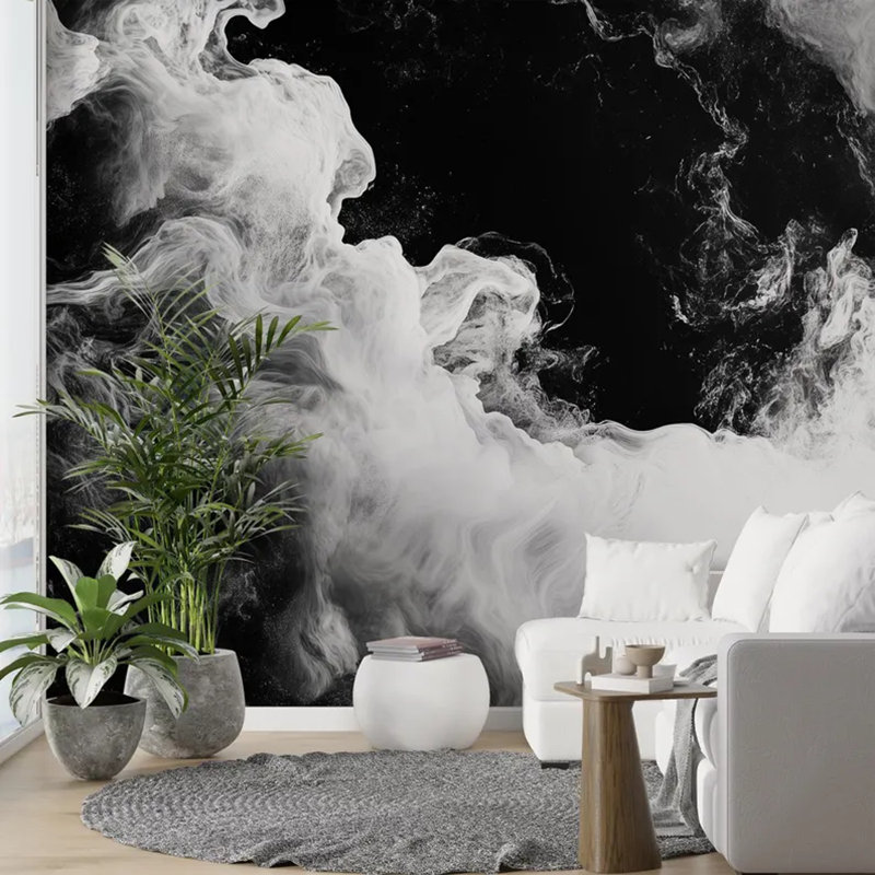 Abstract Smoke Whirl In Monochrome, 138" L x 105.96" W