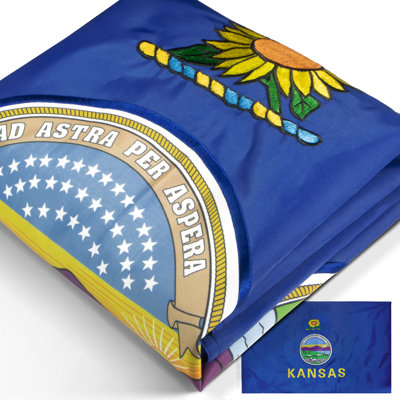 Drapeau de l'État du Kansas brodé 36 po x H 60 po Anley EverStrong Series