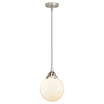 Nouveau - Mini luminaire suspendu à tige 1 lumière 8 "Alfonsa - Nouveau - 2 ampoules DEL - Finition chrome poli - Abat-jour granuleux