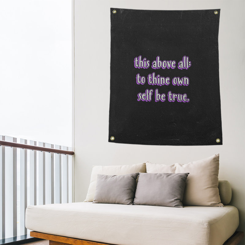 Tapisserie tableau noir en polyester, citation shakespeare, H 36 po x l 26 po, Mauve