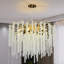 Akari Tree Branch Glass Art Gold Tassels Chandelier Lighting, D32"