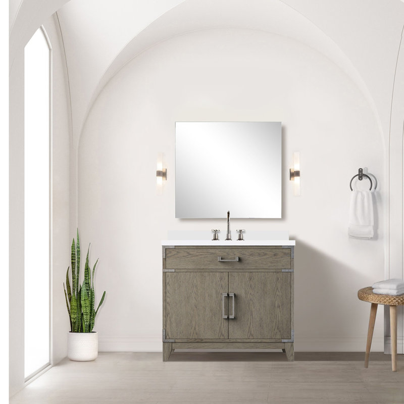 Freestanding Standard With Top, Chêne gris, 36"