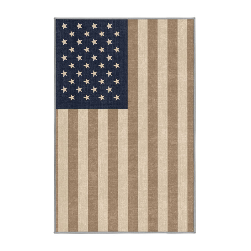Soft Plush Fabiano July 4Th Modern & Contemporary Abstract Area Rug in Gray – Gray Binding, 8x10