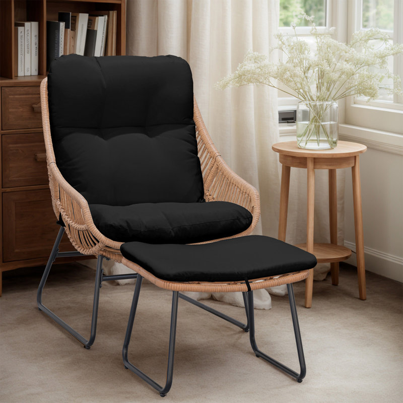 Chaises longues avec coussins Allexis, Noir, noir, noir, noir