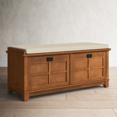 Alanis Linen Upholstered Bench with Cabinet