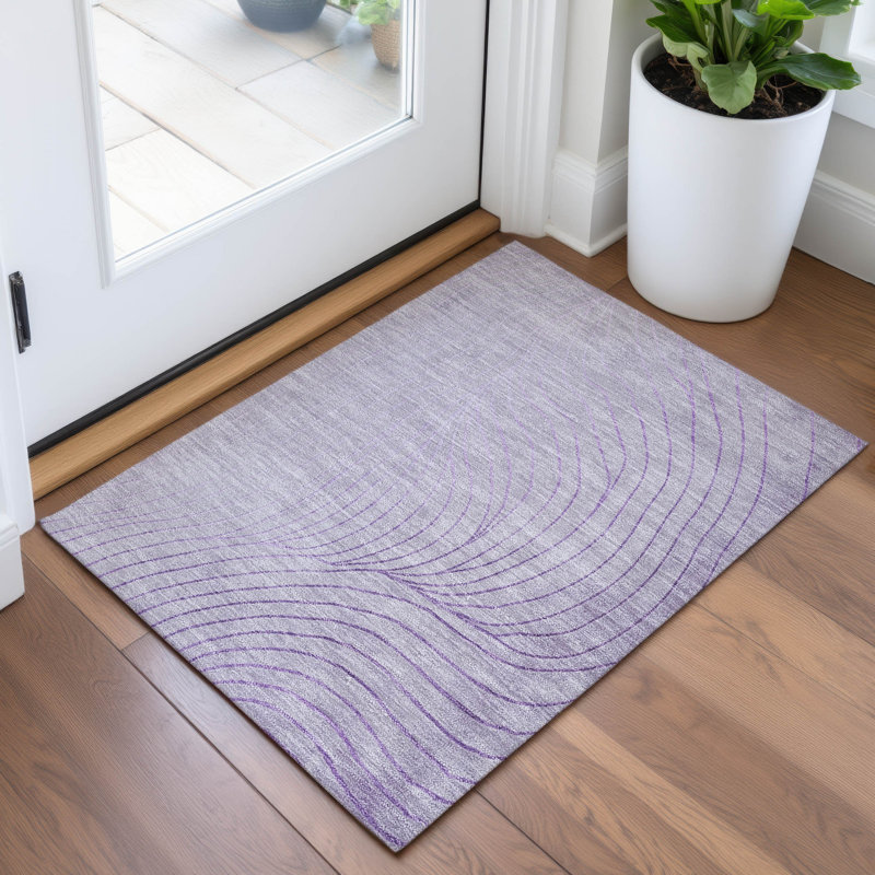 Machine Washable Indoor/Outdoor Xhevrie Lavender Rug, Rectangle 1'8" x 2'6"