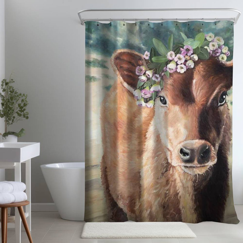 Shower Curtain AN512 – Polyester Shower Curtain, Dye Sublimation Print, 71" W × 74" L