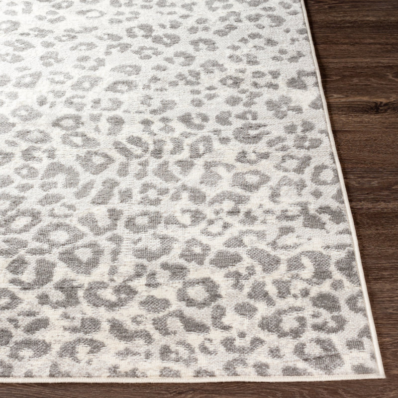 Tapis gris à motif animalier Hicklin, Rectangle 5 pi x 7 pi