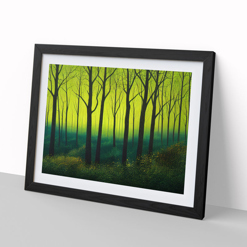 Resplendent Spring Forest - Single Picture Frame Painting, 46cm H x 64cm W x 2cm D, Black Framed