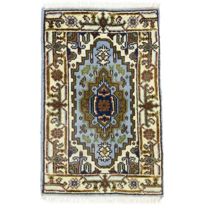 Charndon Oriental Handmade Hand-Knotted Rectangle 1'11"" x 3' Wool Area Rug in Blue/Brown/Beige -  Charlton HomeÂ®, CADC7BBD68FF4735AFFDCF1FB66E4E01