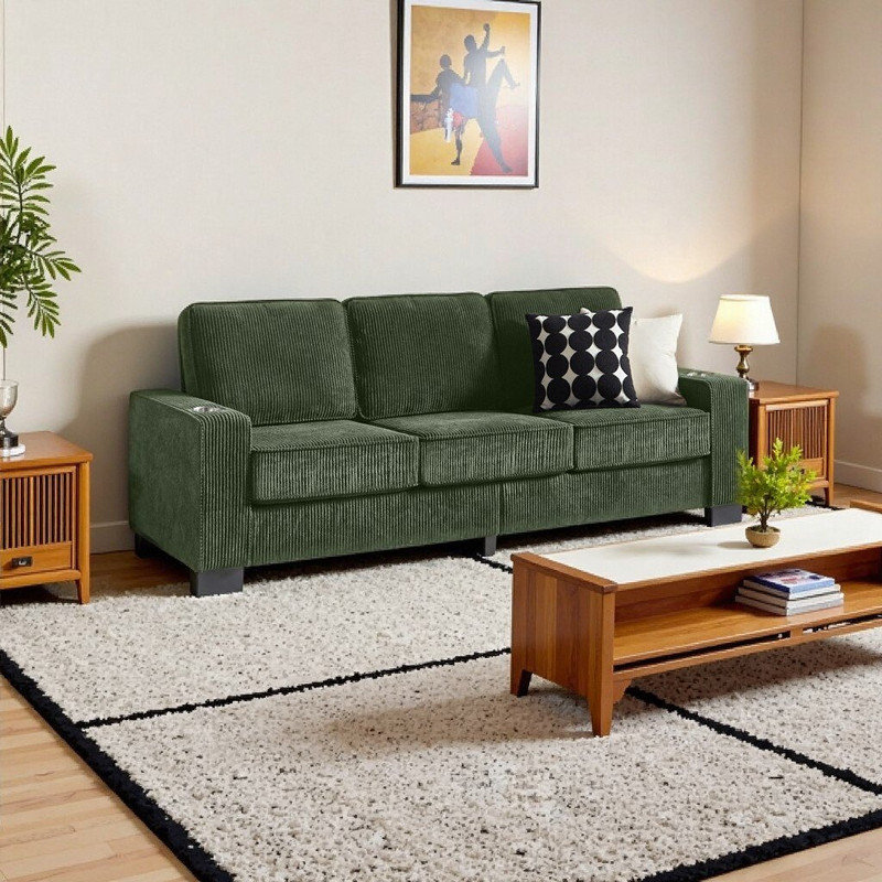 Canapé en tissu Corduroy, Vert