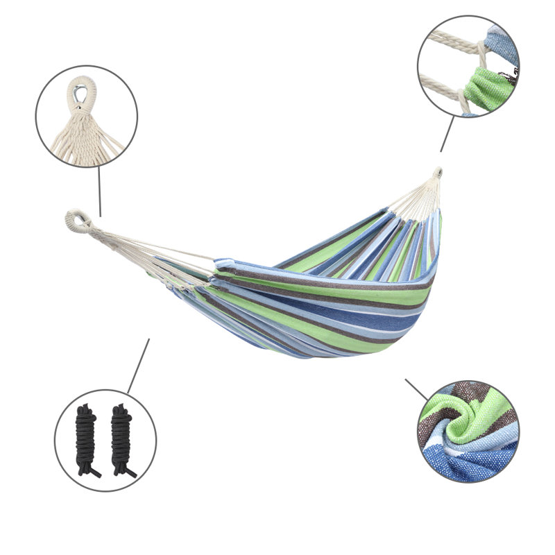 Hamac double portatif Figura, Vert / bleu / noir