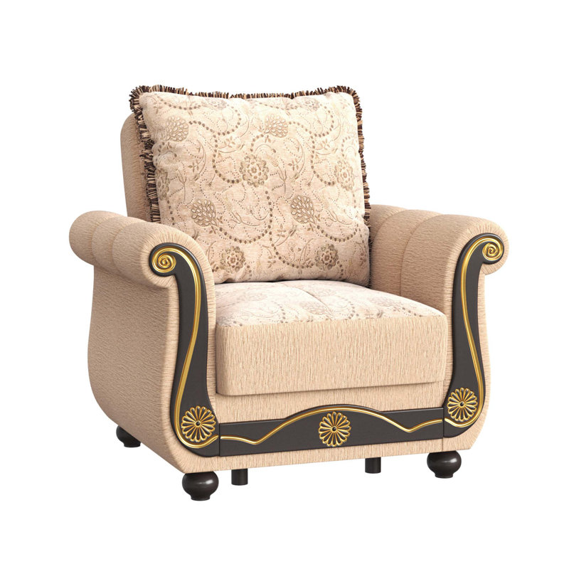 Fauteuil rembourré convertible avec rangement, Beige