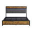 Tête de lit grand avec rangement, avec port de charge, 4 tiroirs, lumières à DEL, rangement pour lit brun et gris, option, espace de tiroir, colorway-121015980