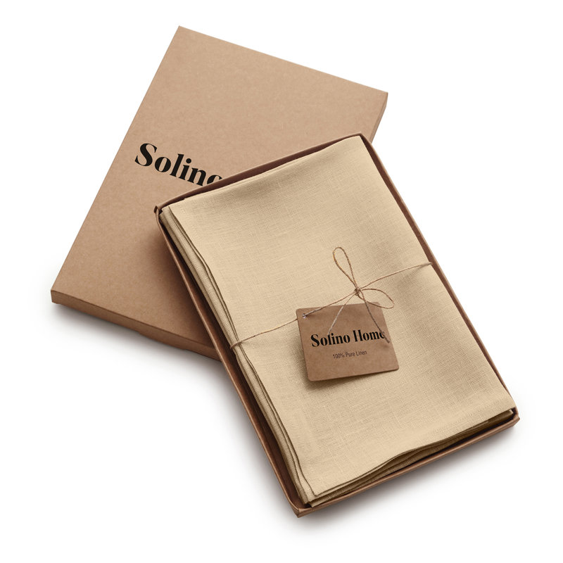 100% Pure Linen Dinner Napkins - Fete, Beige