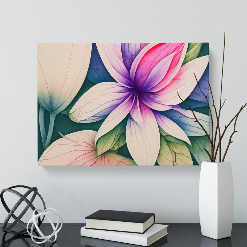 Pleasing Watercolour Flower - Wrapped Canvas, 35cm H x 50cm W x 3cm D