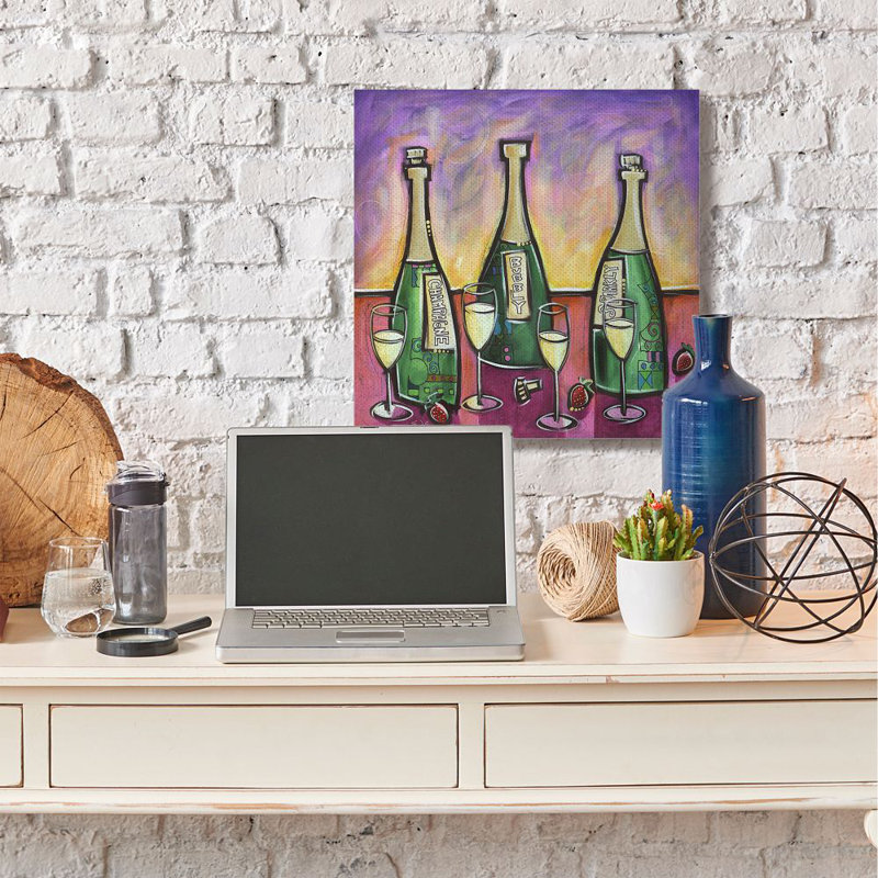 « modern color champagne purple green painting », impression sur toile, H 30 po x l 30 po x P 1,5 po, Toile tendue