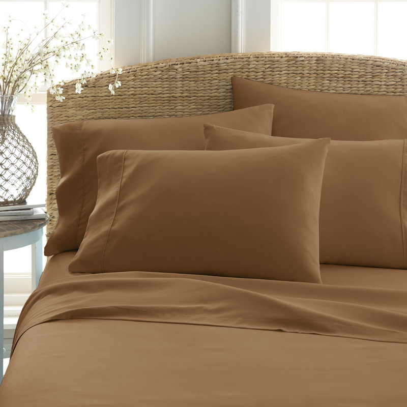 Ensemble de draps pour lit en microfibre brossée de 6 pièces Simply Soft, Moka