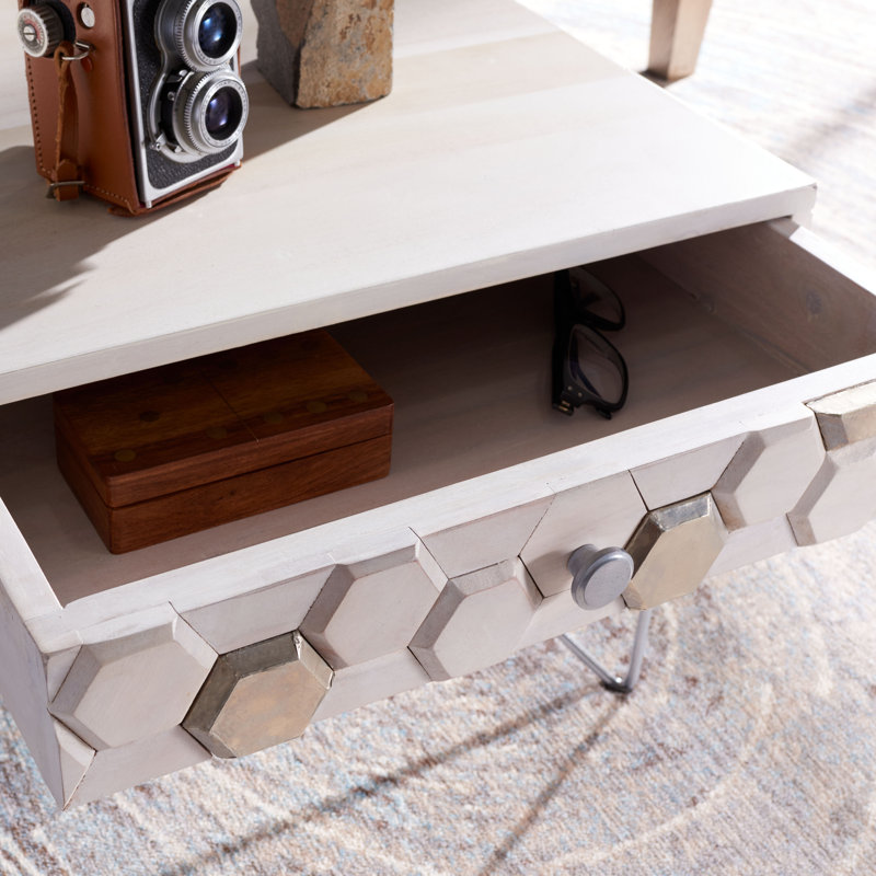 Solid Wood Top Coffee Table, Silver