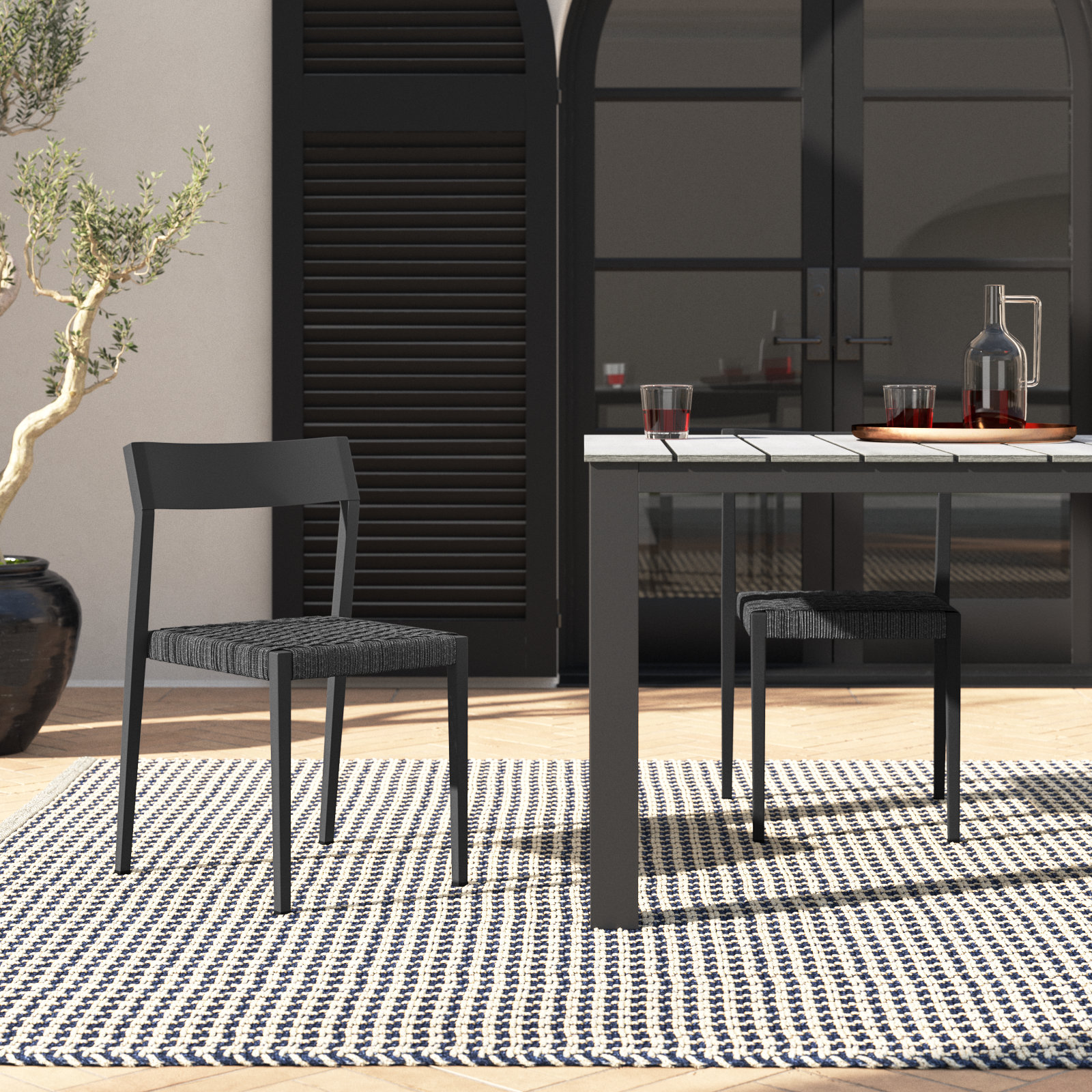 Rosier Premium All-Weather Wicker Outdoor Stacking Dining Side Chair