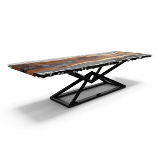 Walnut Metal Base Dining Table
