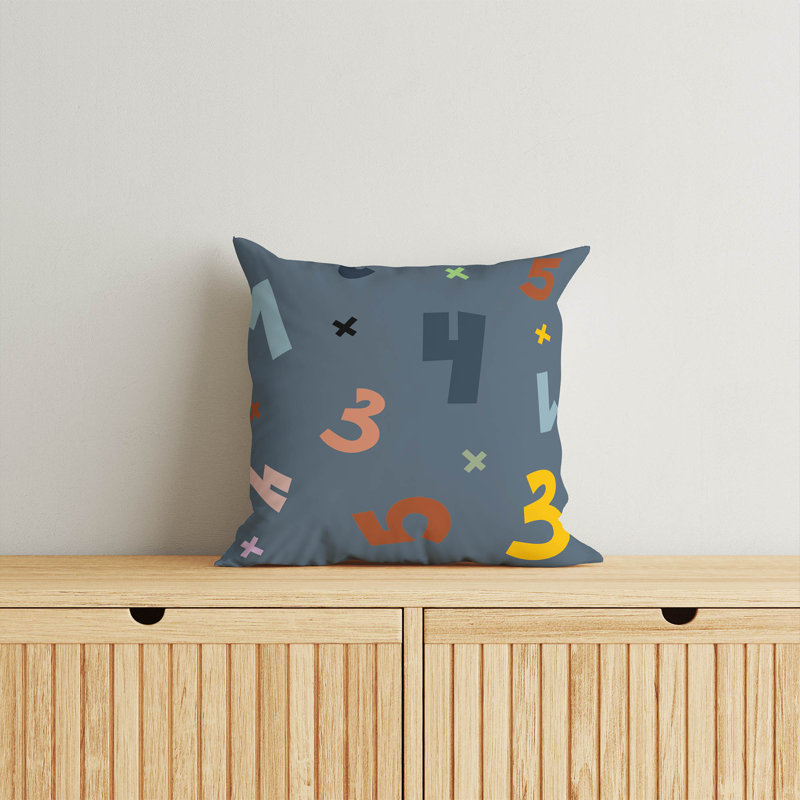 Coussin Numéros, Bleu, H 18 po x l 18 po