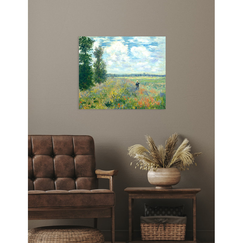 «Poppy Fields Near Argenteuil» par Claude Monet, reproduction d'art, H 20 po x l 24 po x P 0,75 po, Toile tendue