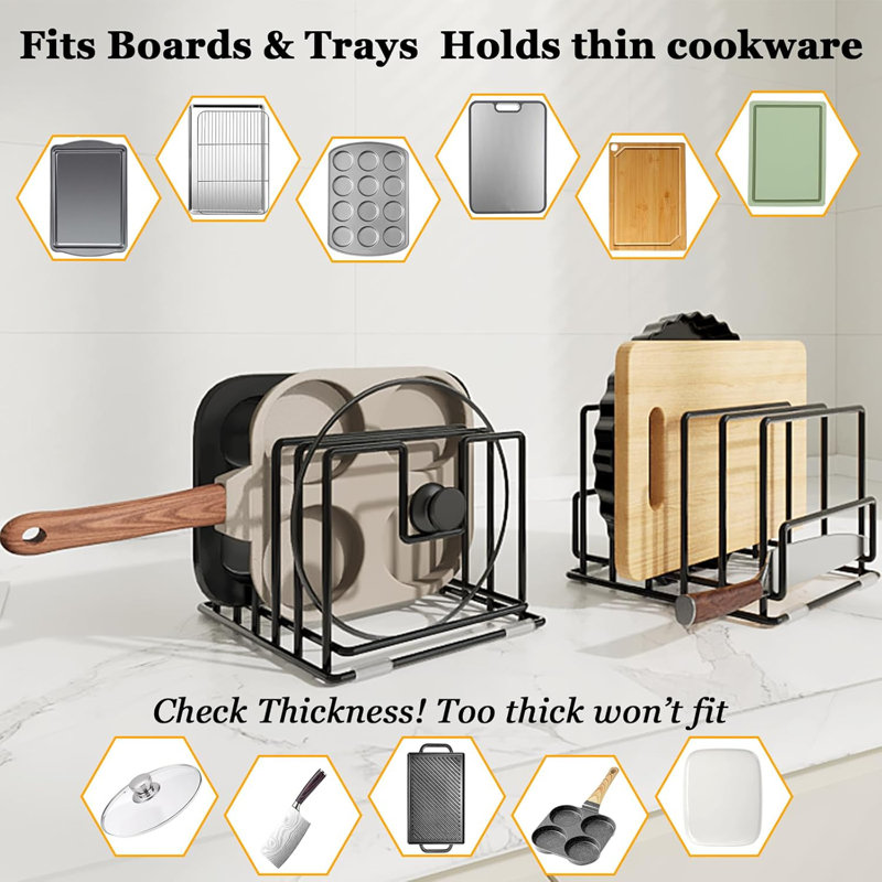 2 Pack Cutting Board Organizer and Pot Lid Holder