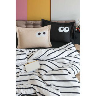 Ensemble de housse de couette Luxury Ranforce Super King | 100% coton, housse de couette 102,4 x 86,6 pouces et taies d'oreiller 23,6 x 23,6 pouces (2 pièces) | Impression de pigments, lavable à la machine, 145 fils, systèmes de fermeture à boutons et
