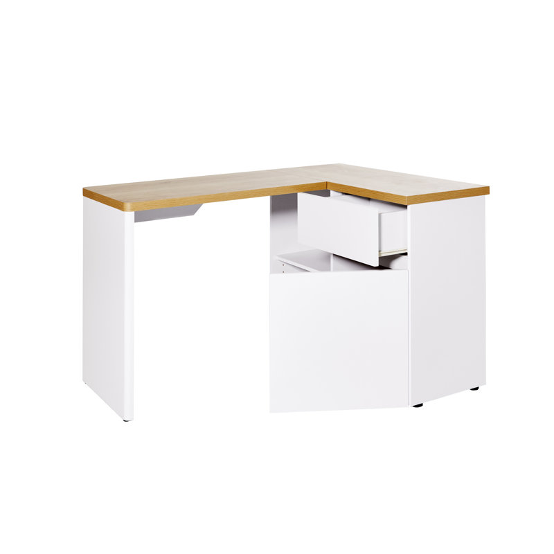 Hollice Modular L-Shaped Writing Desk, Brown/White