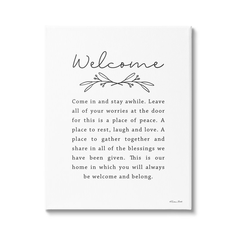 «Welcome Home Quote» par Susan Ball - Art textuel, Toile tendue, H 20 po x l 16 po x P 1,5 po