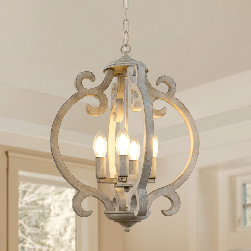 Luminaire suspendu géométrique 4 lumières Tinnin, Gris antique