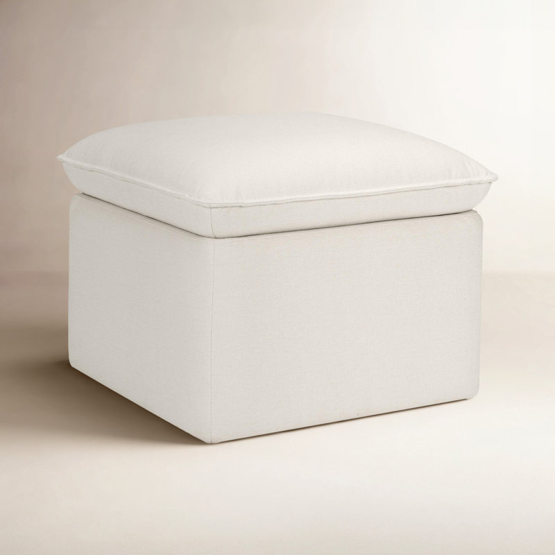 Cali Storage Ottoman, Cream Polyester