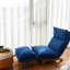 Fauteuil inclinable pliable pour balcon - structure en métal avec mécanisme de chambre à coucher en tissu doux et relaxant bleu foncé, base