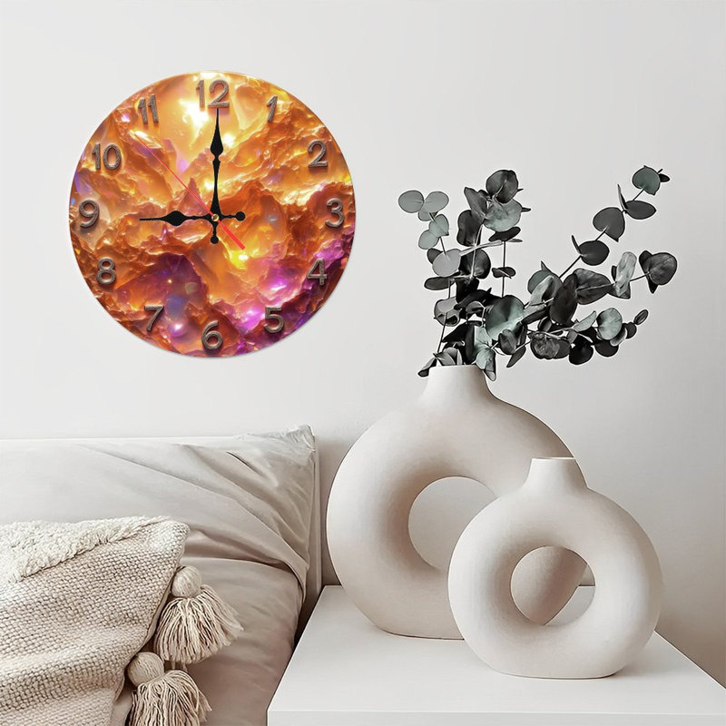 Horloge avec paysage de cristal brillant