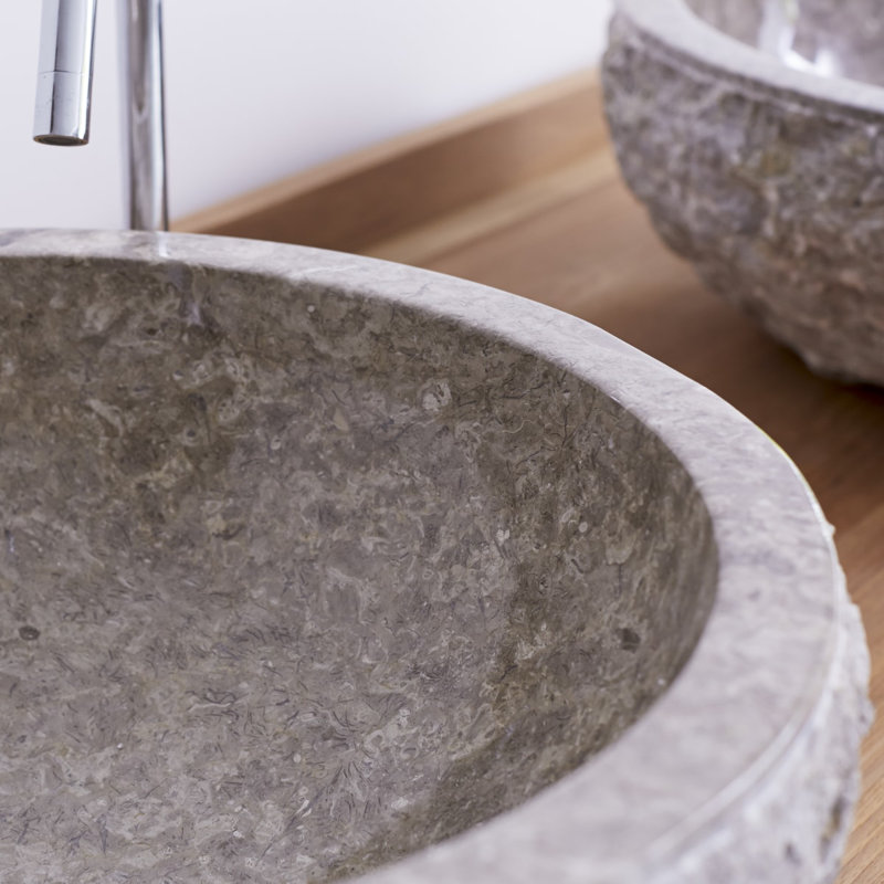 Scrula Gray Marble Bathroom Sink, Gray