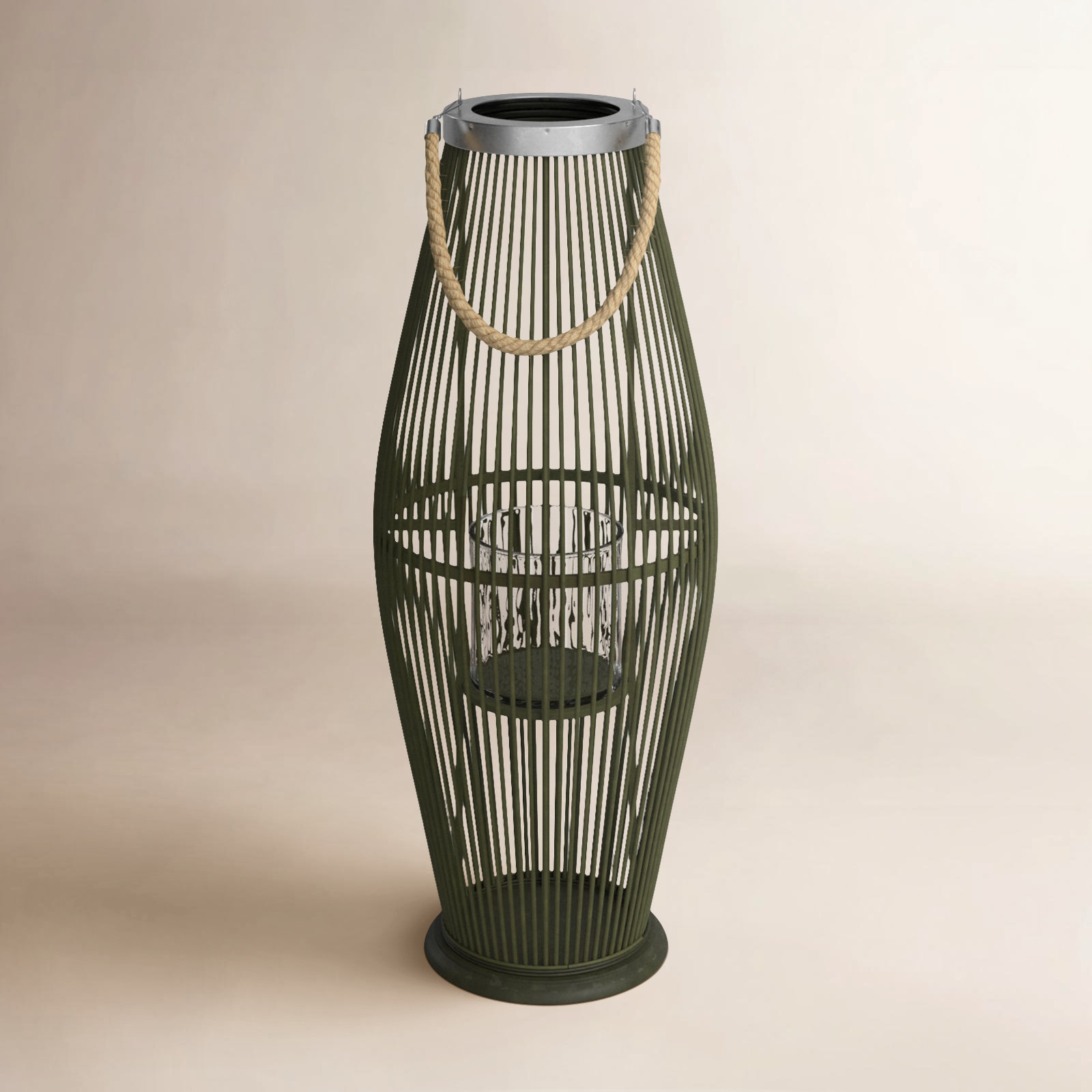 Bamboo Floor Lantern, 23.2" H x 11.4" W x 11.4" D