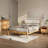 Upholstered Panels with Natural Rubber Wood Frame Platform Bed, Queen