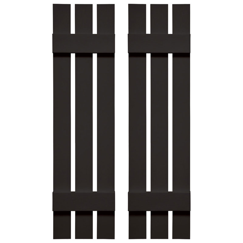 Builders Edge, paire de volets personnalisés à trois planches espacées, planche-n-lattes, Noir, 32 po