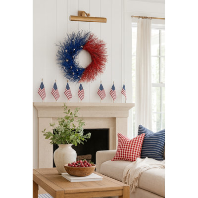 Preserved Patriotic Twigs and Starfish Wreath