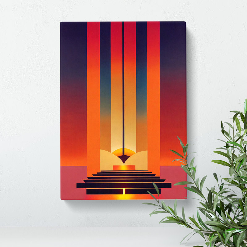 Art Deco Sunset No.4 - Wrapped Canvas Print, 50cm H x 35cm W x 3cm D