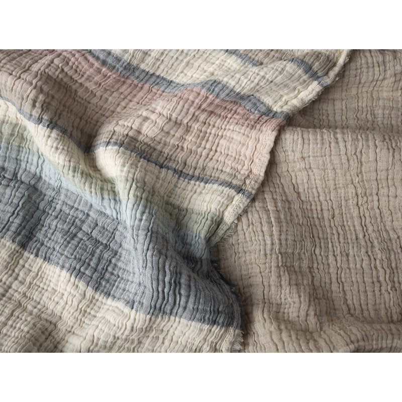 Topanga Organic Matelasse Hand Woven Blanket, Queen, Dusk Stripe